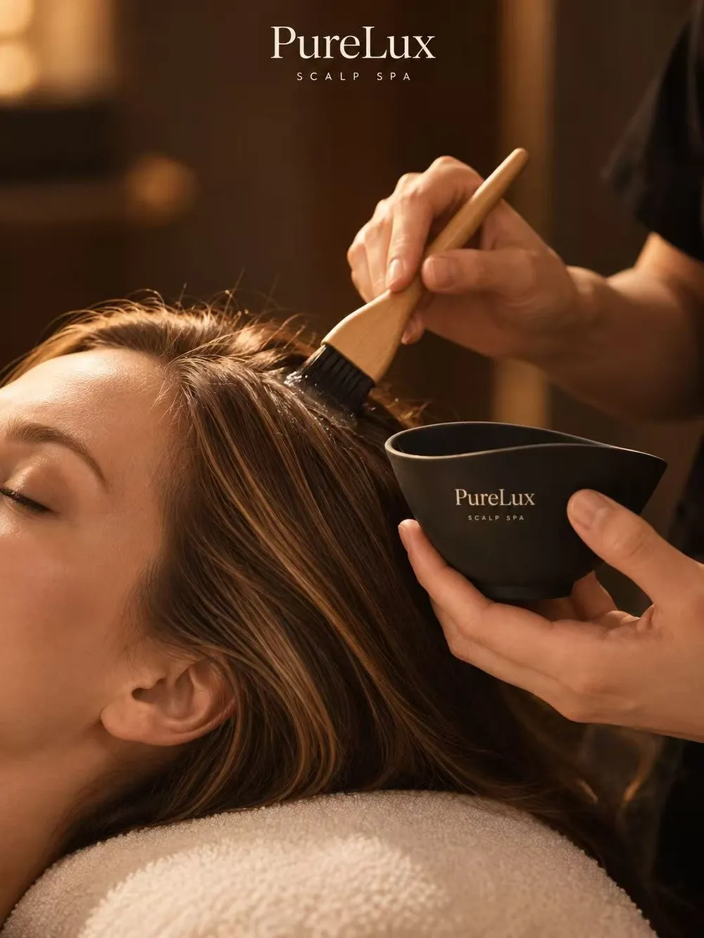 Scalp-care treatment being applied at Purelux